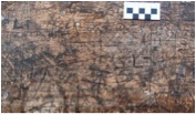 Attic beam with graffiti