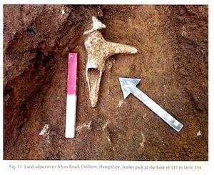 Antler pick found in excavation at Alton Road, Odiham