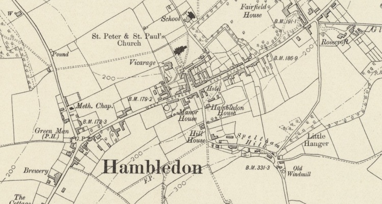 6in to 1 mile map extract from 1910